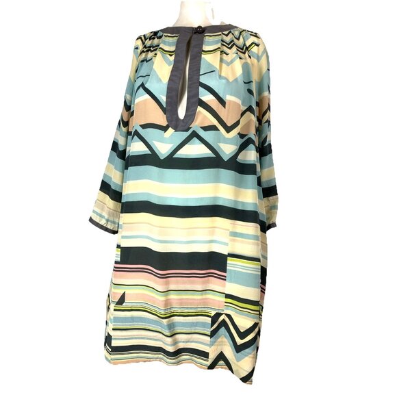 L  42 Missoni 100%  Silk Tunic Or Dress Iconic Print Pastels Zig Zag Abstract - Picture 1 of 7